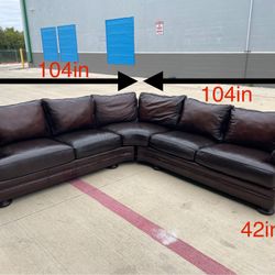 Brown 2pc Top Grain Bernhardt Foster Sectional (DELIVERY AVAILABLE)