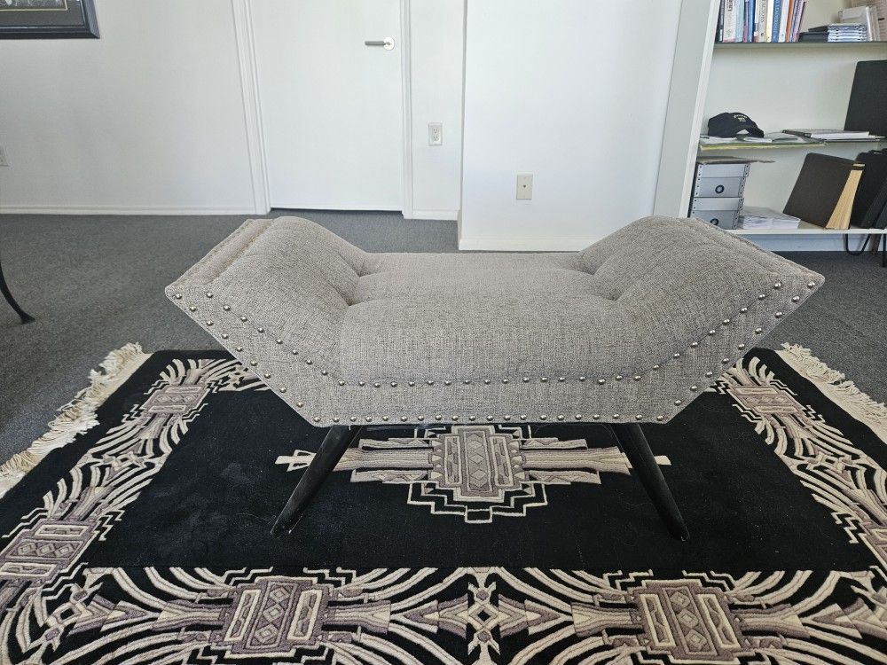 Gray Foot Stool w/wood legs