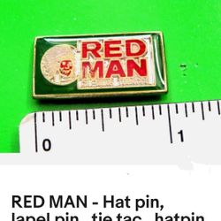 RED MAN - HAT PIN. Enamel Gold Plated. ( Glass Display )