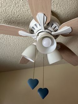Custom made wooden heart shaped pull string for ceiling fan