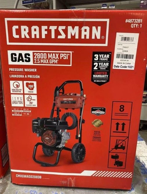 Craftsman 2800 MAX PSI at 2.5 MAX GPM Gas Pressure Washer