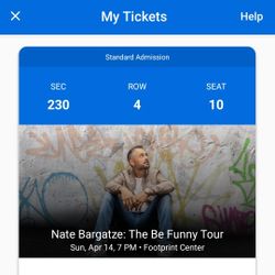 4 Tickets To Nate Bargatze: The Be Funny Tour 4/14/24, 7:00 PM