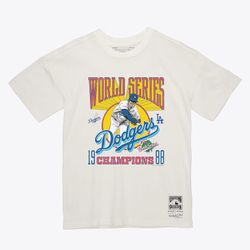 Men's Cream Los Angeles Dodgers 1988 World Series Champions T-Shirt