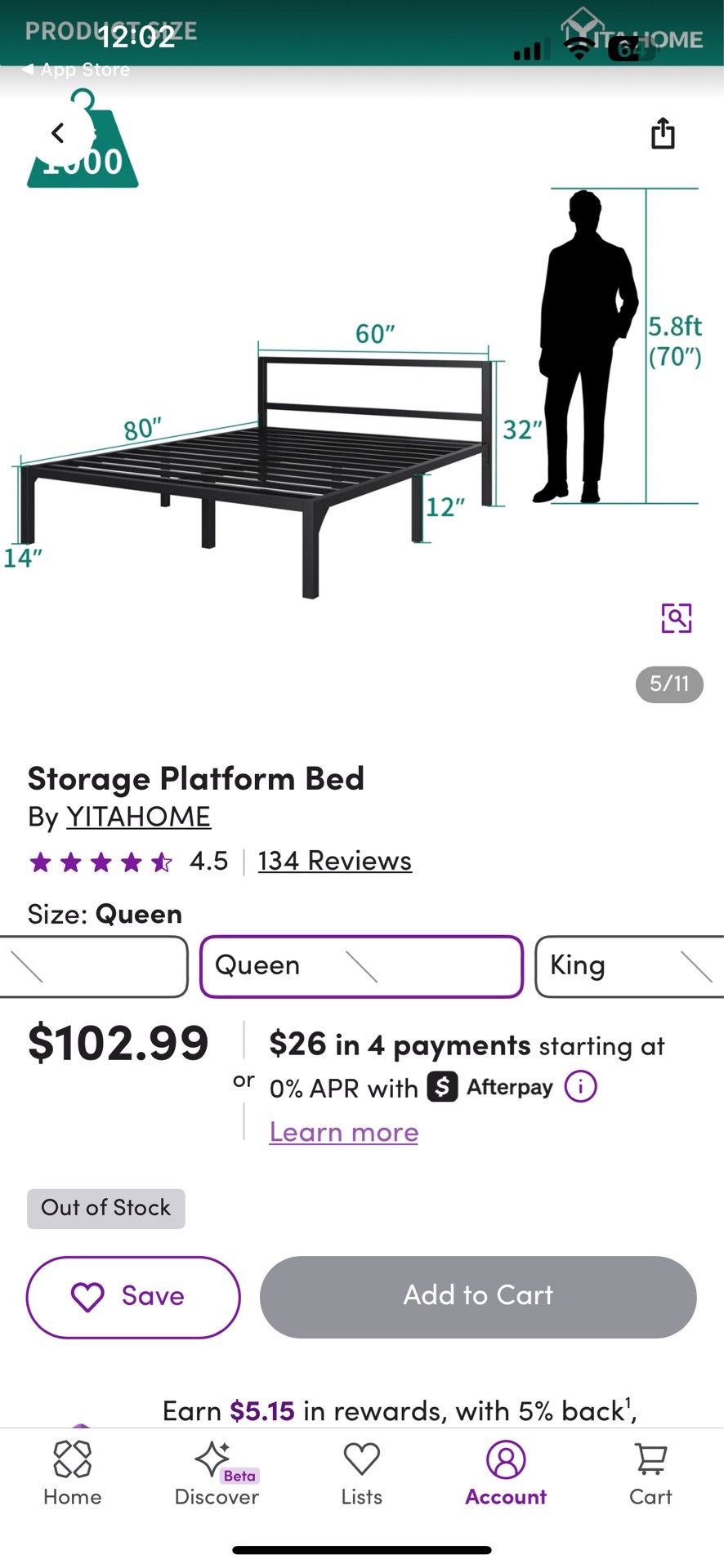 Metal platform bed