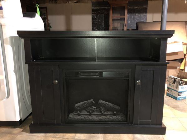 Black TV Stand with Electric Fireplace for Sale in Joliet, IL OfferUp