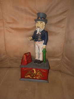 Uncle Sam Cast Iron Mechanical Coin Bank