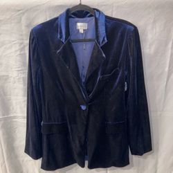 Premier Amour Navy Blue Velvet Blazer Size L