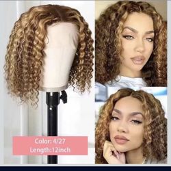Highlight Curly Bob 13x4 Lace Frontal Wig