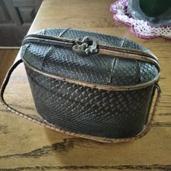 Vintage Wooden Leather Embossed Purse/Case 