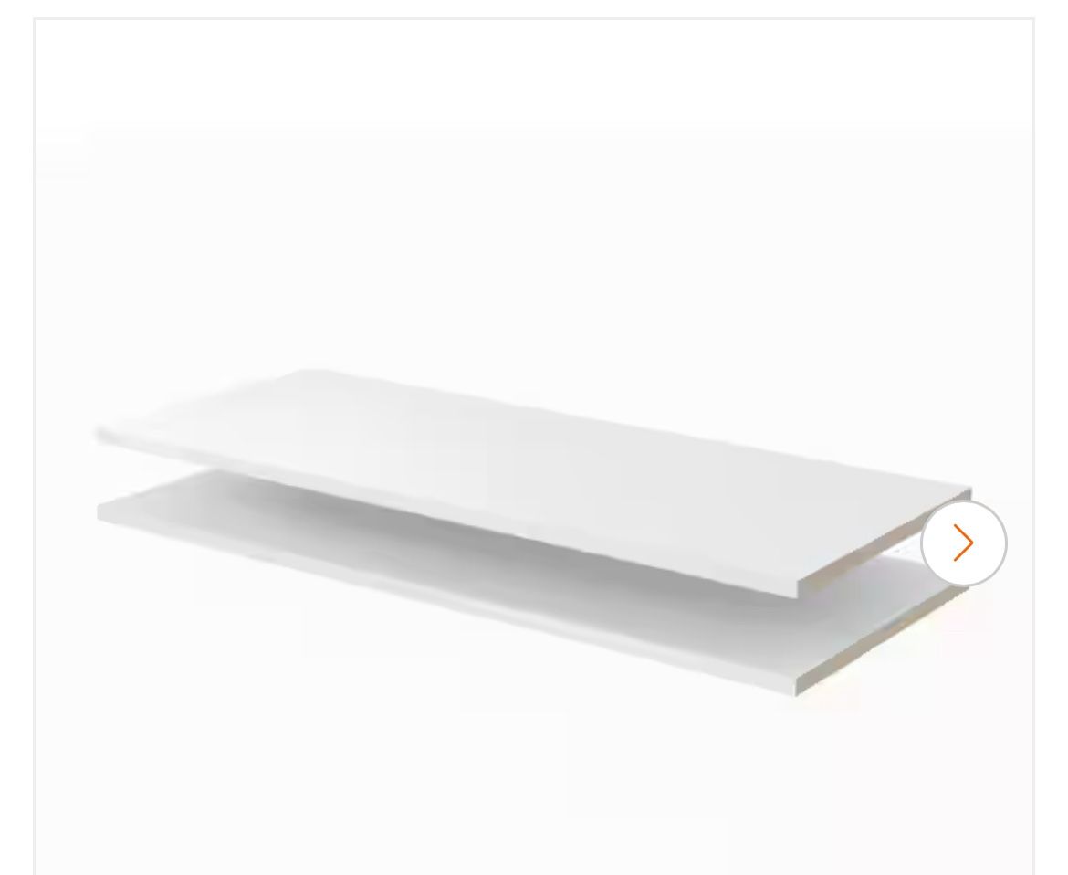 Closet Evolution 35 in. x 14 in. Classic White Wood Shelves (2-Pack)