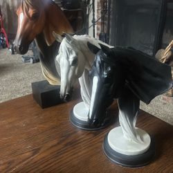 3 Horse Head Sculptures