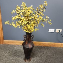 Metal Vase  with Artificial Flowers