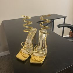 Gold Women Slides 