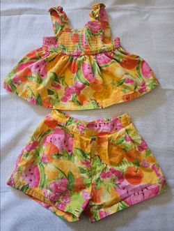 Girls Fruit Print Top and Shorts Set