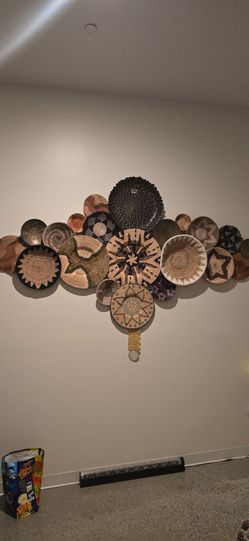 Wall Art. Multiple Wall Discs Woven/Metal/Wood
