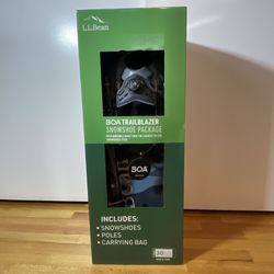 LL BEAN TRAILBLAZER SNOWSHOE PACKAGE BOA TEC 30" + POLES AND BAG - BLUE CAMO New