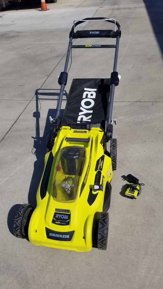 Ryobi 40 Volt Lawnmower With 6ah battery and charger. Barely used a few times...great deal! Price Is Firm 150...no Sales Tax!!! 