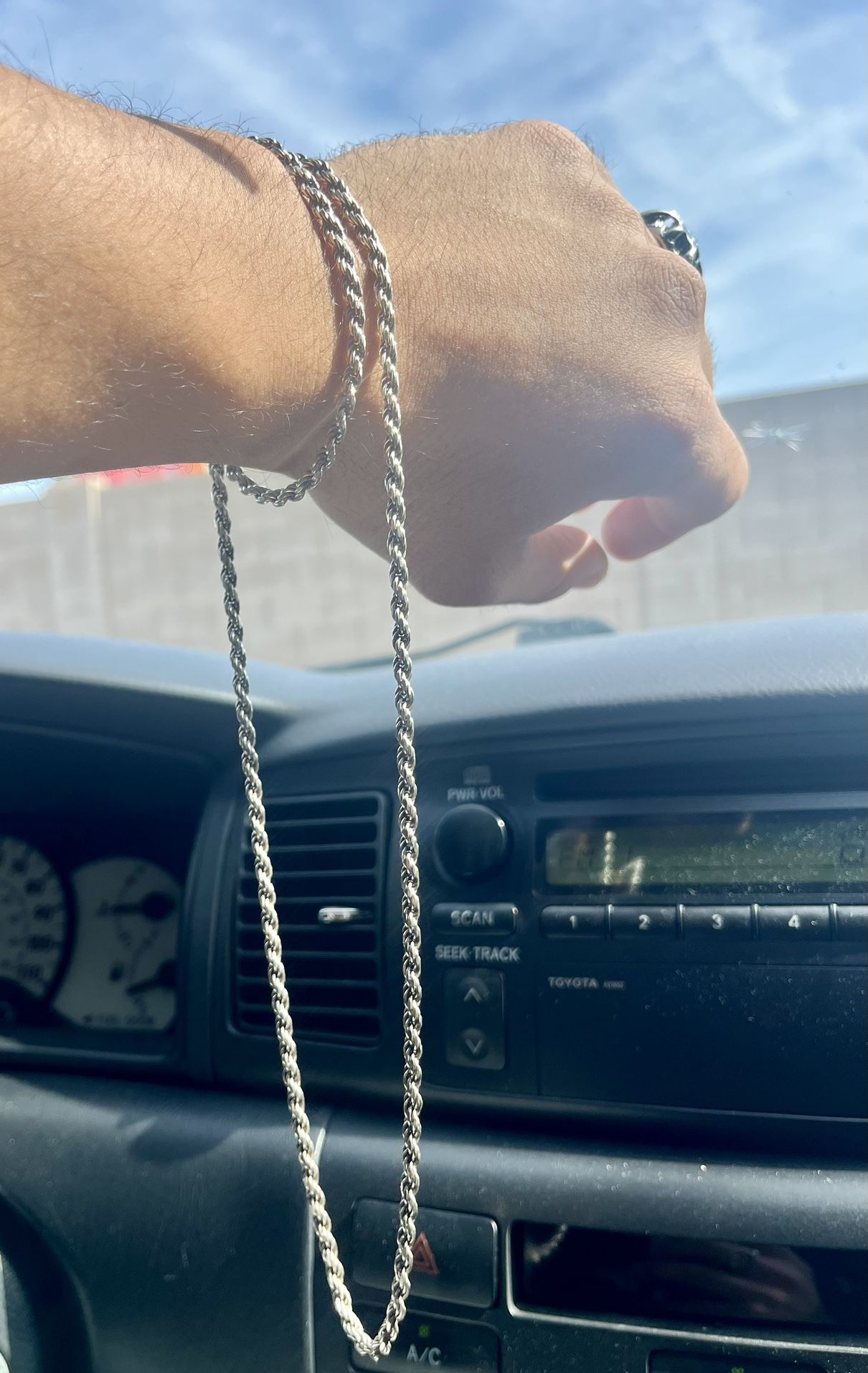 Sterling Silver .925 Rope Chain Necklace 22"in & Bracelet 7.5in