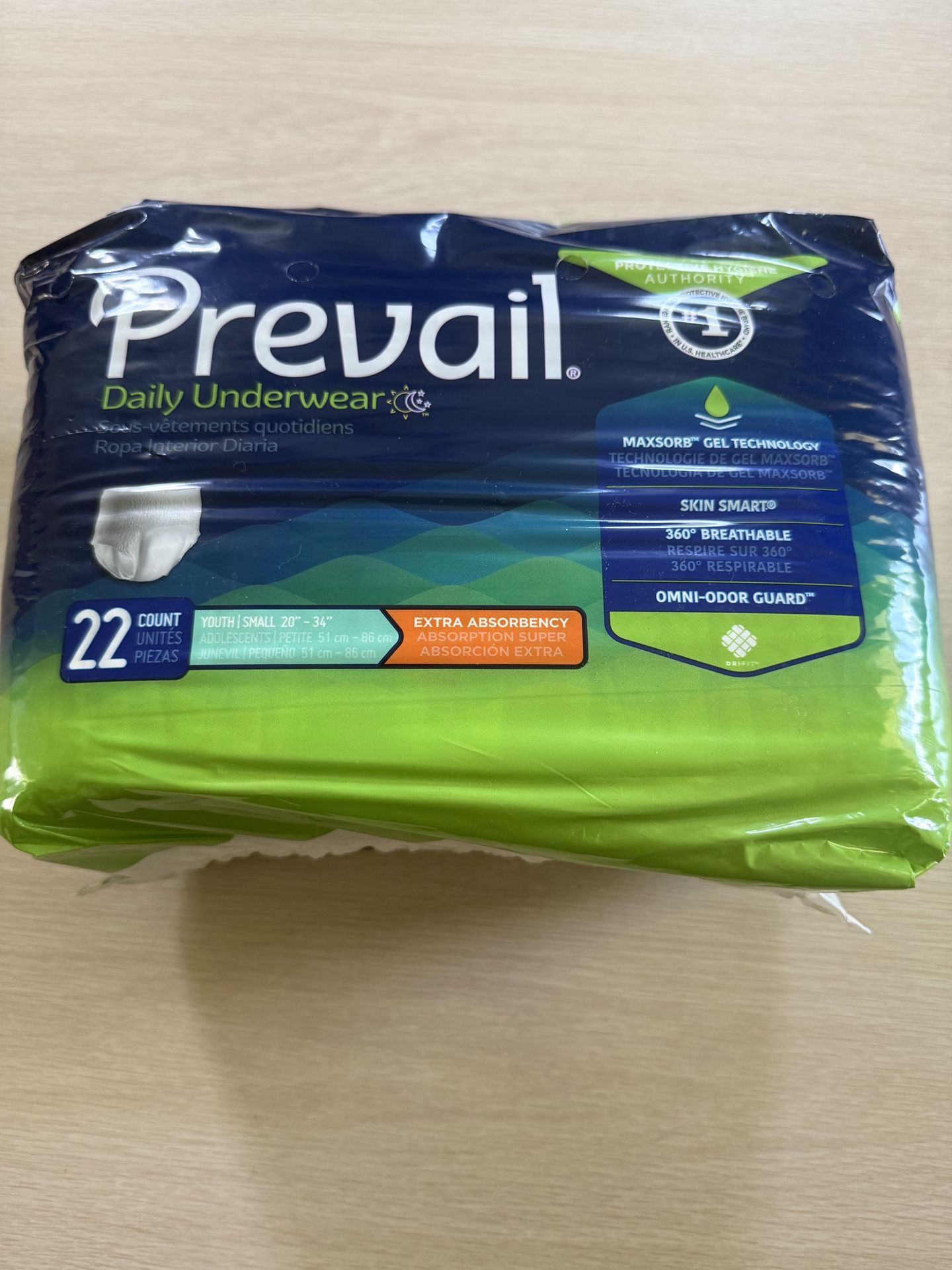 Prevail Daily Disposable Underwear Small Youth, PV-511, Extra, 22 Ct