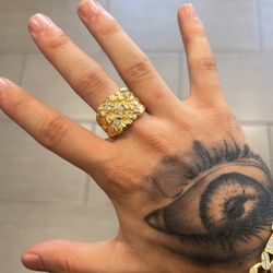 14K Gold Chunky Nugget Ring