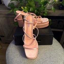 Women’s Size 11 Pink Bling Lace Up Heels