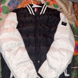 Tommy Hilfiger Black/White Varsity Bomber Jacket