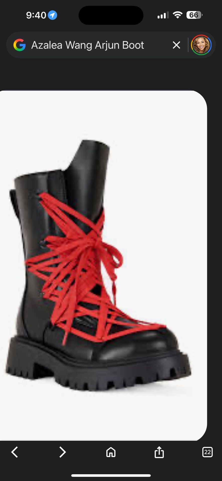 AZALEA WANG COMBAT BOOTIE IN BLACK WITH RED LACE