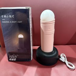 1/4 Hyuduo Rechargeable Pull Down LED Night Light, Handheld Warm Bedroom Lamp with Stable Base, Ideal for Nursery, Bedroom, or Gifts (Pink)