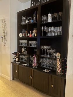 Large Bar Cabinet + Complete Glassware Set – Everything Included