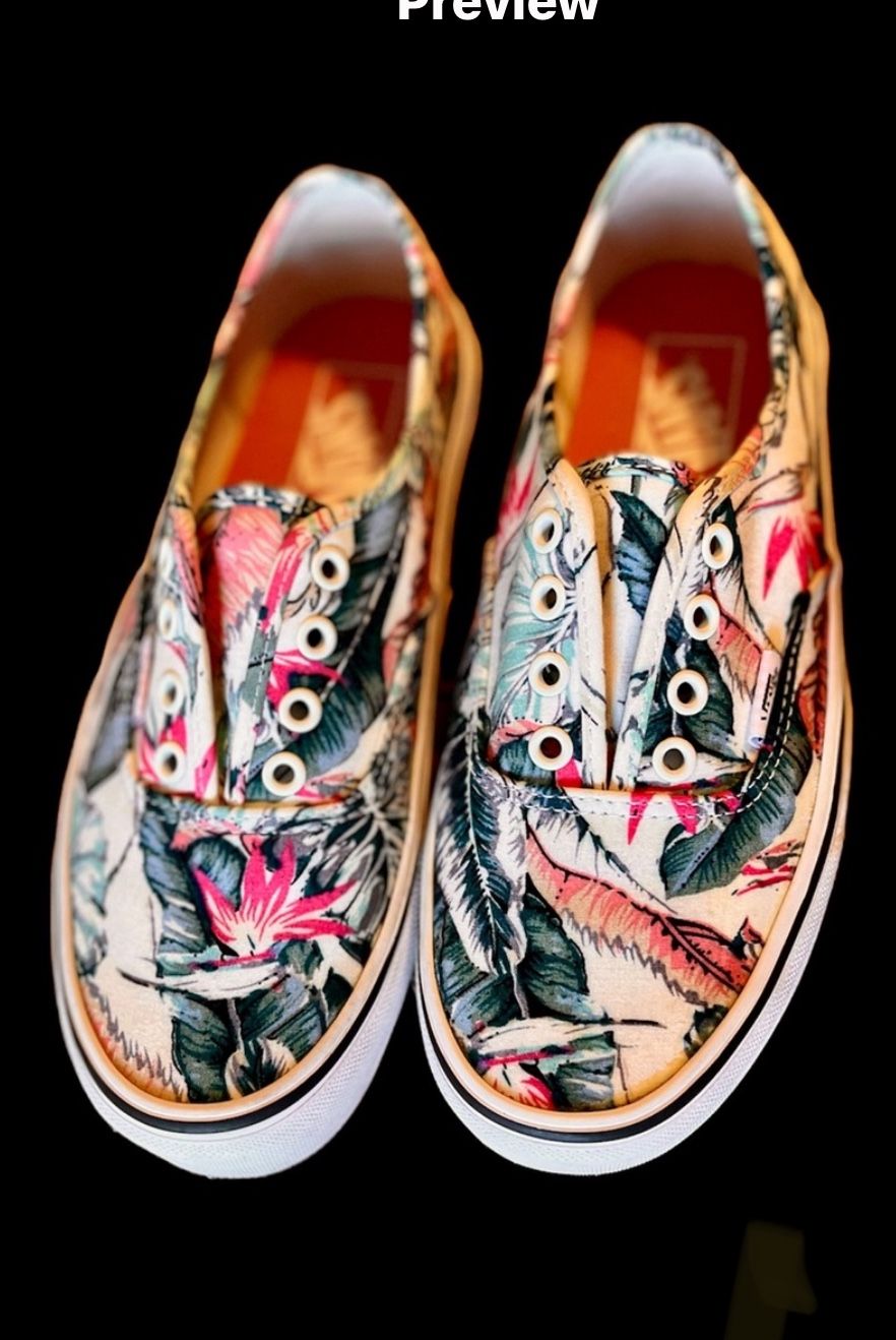 Womans Floral Vans (7.5)