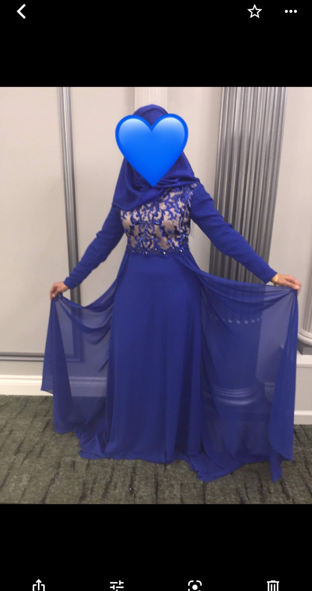 Royal blue dress with cape
