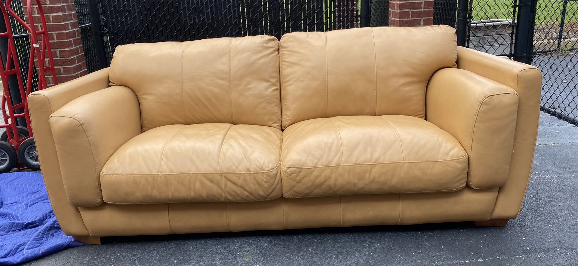 American Signature 100% Italian Leather Sofa And Loveseat