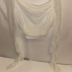 White Long Sleeves Crop Top 