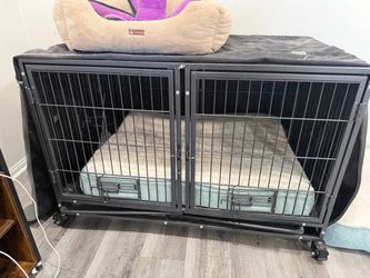 Large Double Door Dog Crate with Cover