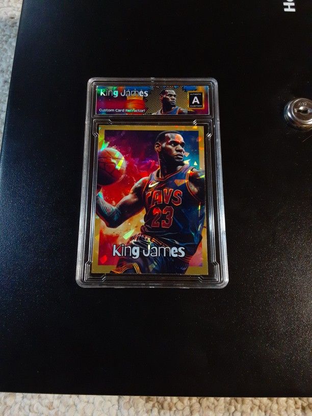 LeBron James Slab Gold Cracked Ice REFRACTOR Original Art Novelty Card