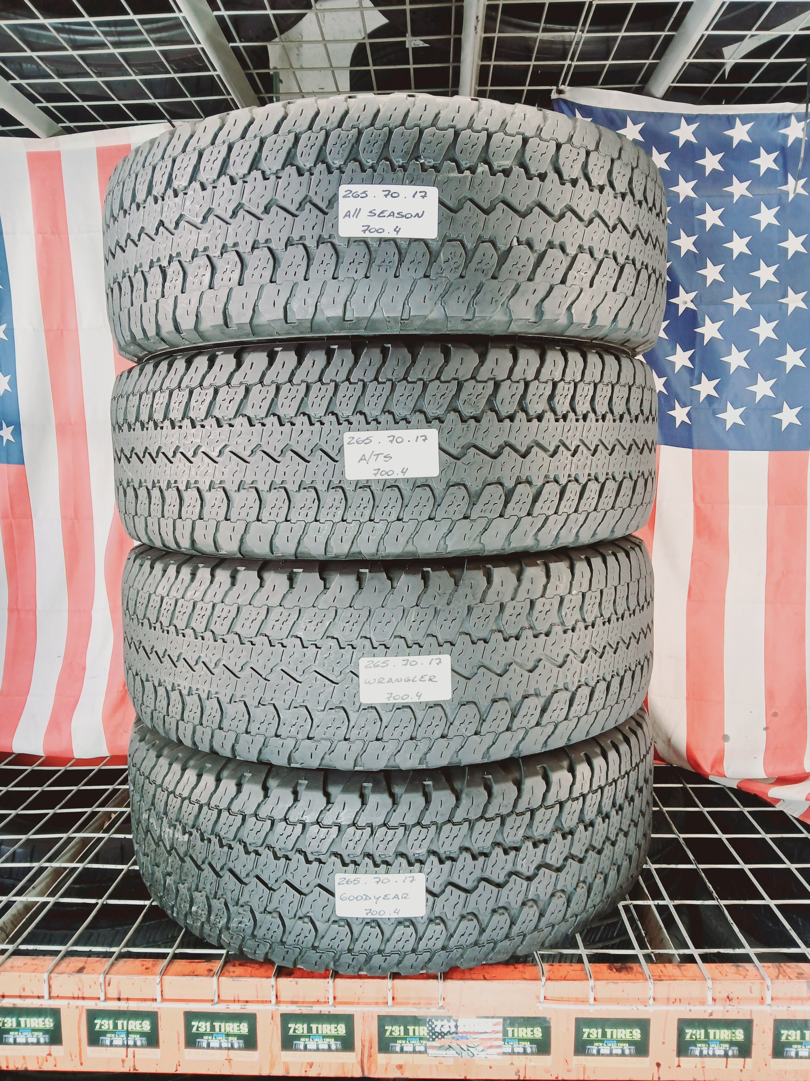 P265/70R17 GOODYEAR WRANGLER ATS 265/70R17 USED TIRES 265 70 17 F150 JEEP TUNDRA TACOMA COLORADO TITAN F250 RAM 265 70 17