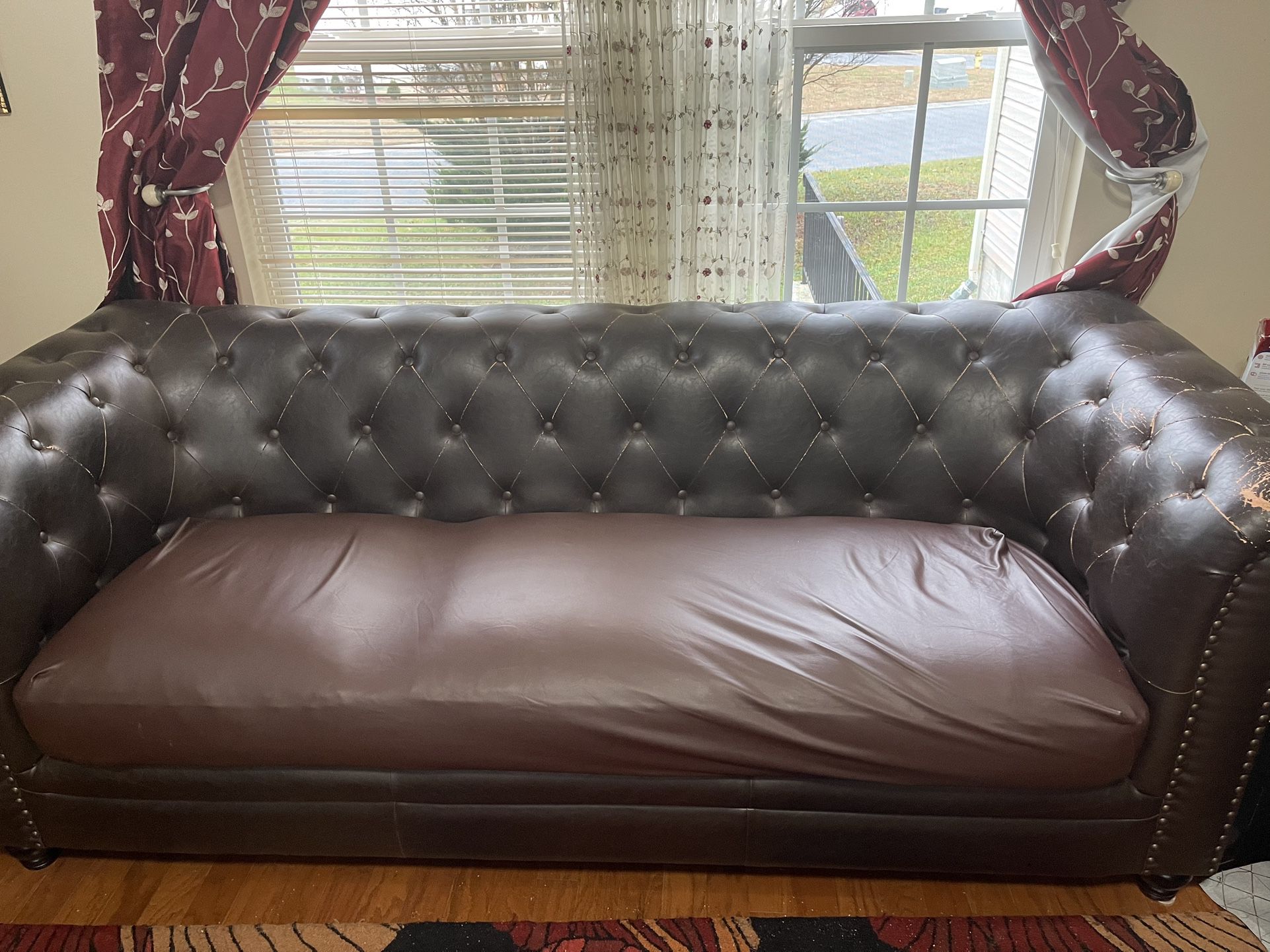Brown Leather Sofa Set, Bonded Leather 