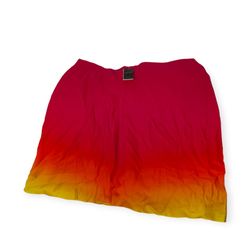 RALPH LAUREN Womens Pink Zippered Lined Ombre Midi A-Line SkirtÂ