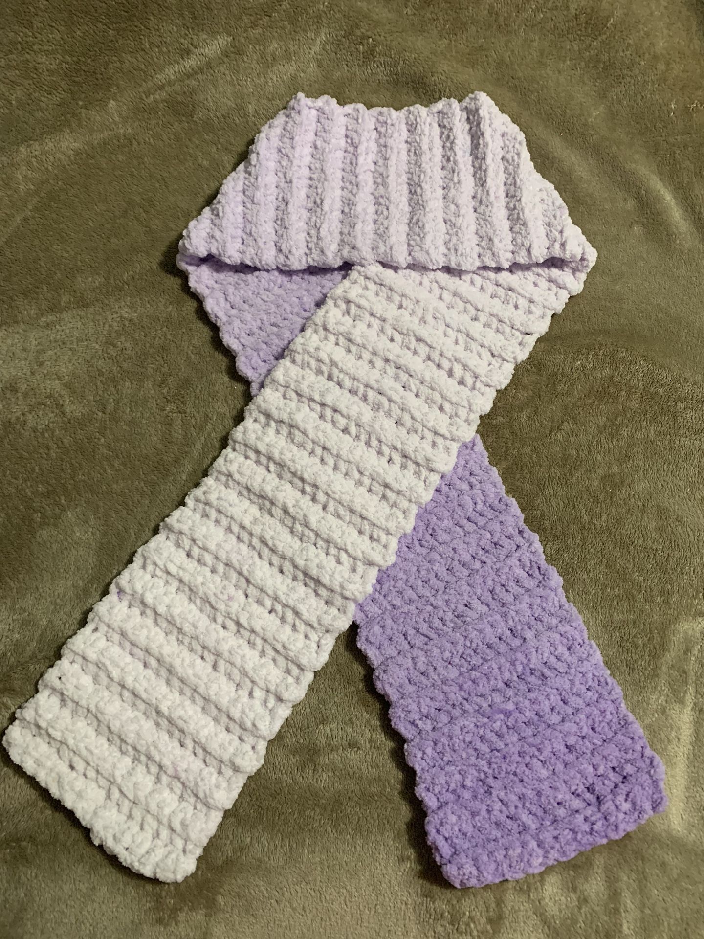Scarf- Purple To White Hand Crochet Scarf