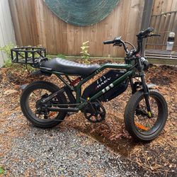 Raev Bullet GT V2 (2024) 1500W Motor e-bike in color Green w/ extra 52V 20Ah battery