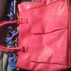 Nemis Marcus  Hot Pink Faux Snake Tote 