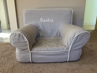 My First Gray Twill with White Piping Anywhere Chair®