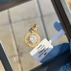 Moissanite & Gold Halo Heart Pendant 