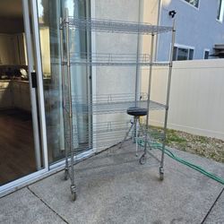 Heavy Duty Wire Shelving Storage Rack With Rolling Wheels