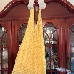 Low Cut Lace Evening Gown 