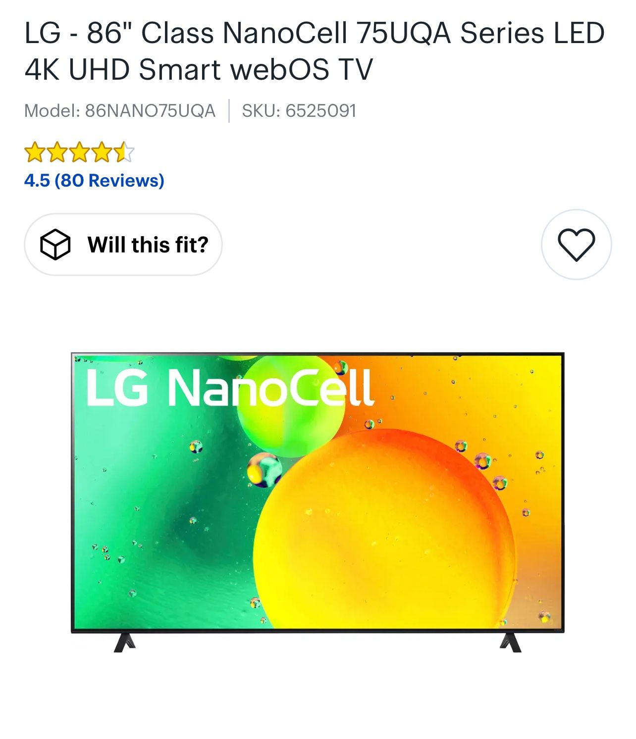 LG 86” TV