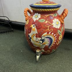 Vintage Tabletop Gallery Florence Hand Painted Large Rooster Drink Dispenser 619
