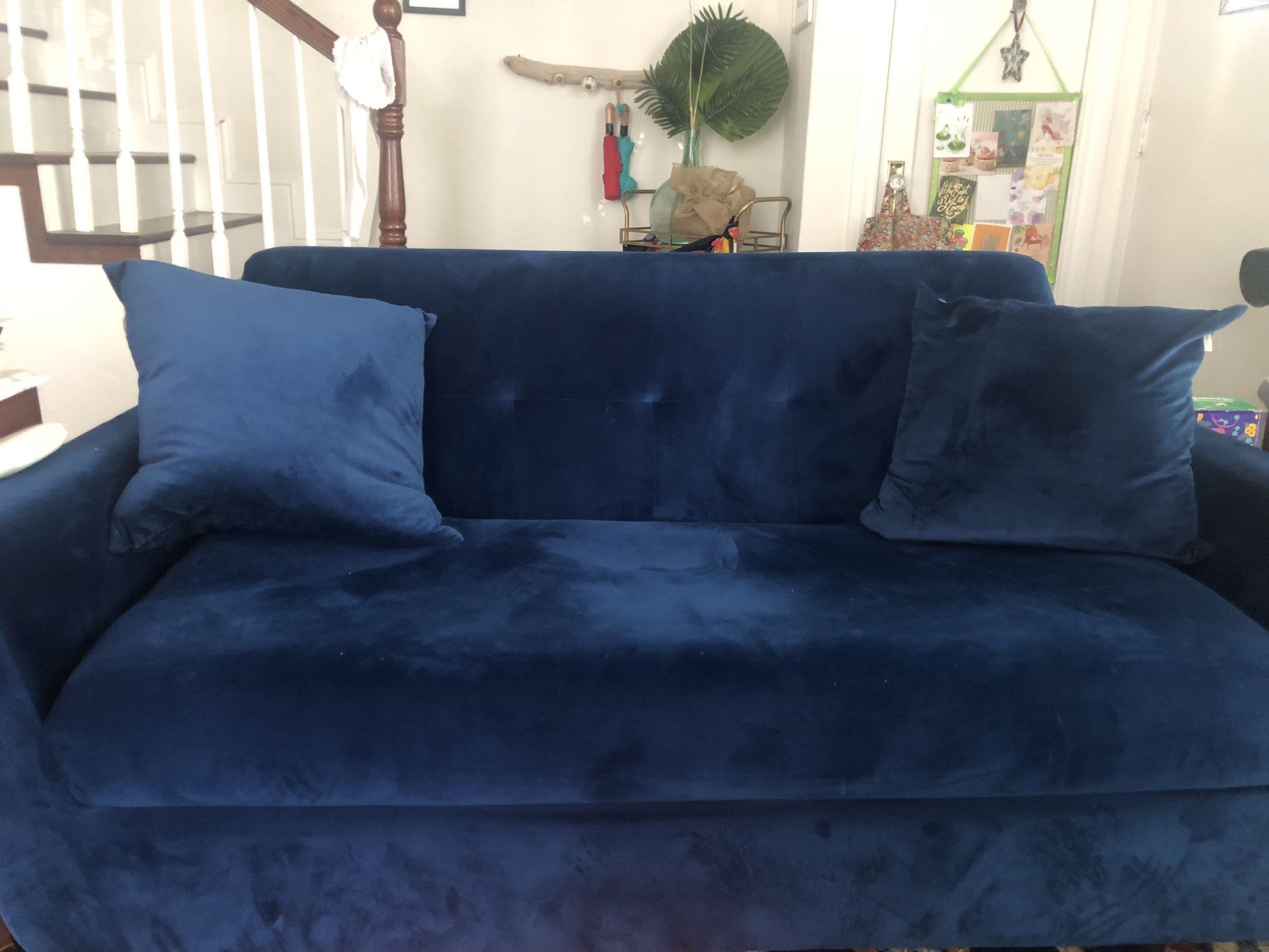 Joybird Hughes Twin Sleeper Sofa in Royal Cobalt Velvet