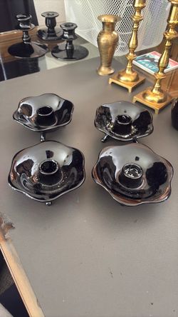Black amethyst 6 petal candle holders