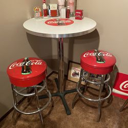 Coca-Cola 3 Piece Bar Stool Table Set